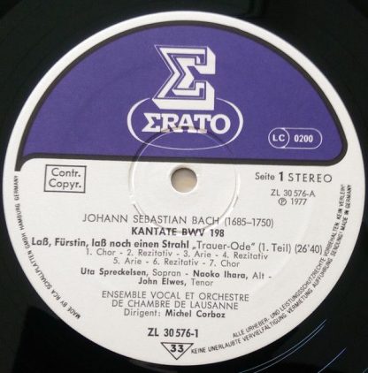 Erato STU 71099 - Trauer-Ode BWV 198 - Die Drei Kantaten BWV 11- - Image 7
