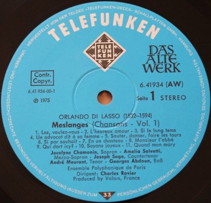 Telefunken 6.41934 - Meslanges = Chansons · Vol I - Image 3