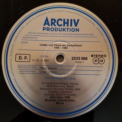 Archiv Produktion 2533 066 - Lieder Und Tänze Aus Deutschland 14 - Image 7