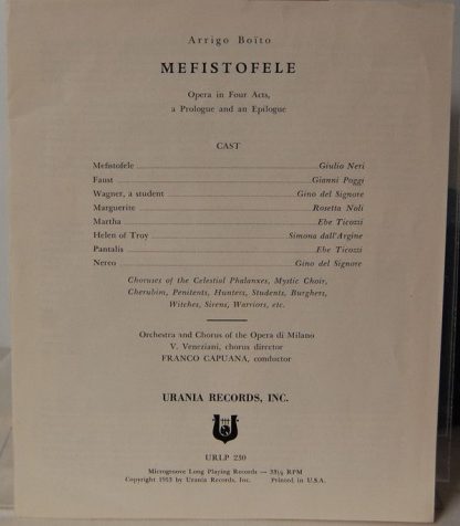 Urania Records (3) URLP 230 - Boito: Mefistofele - Image 8