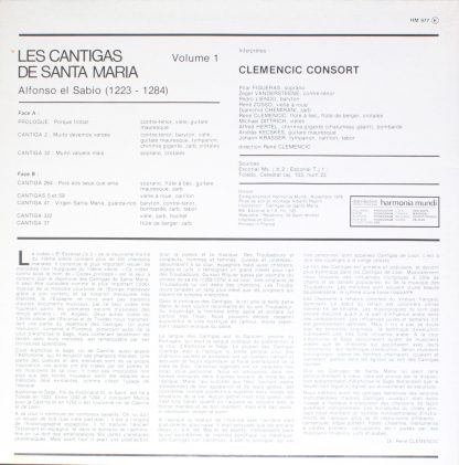 Harmonia Mundi HM 977 - Les Cantigas De Santa Maria Vol.1 - Image 2