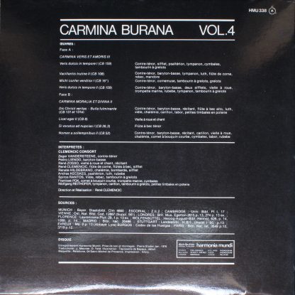 Harmonia Mundi HMU 338 - Carmina Burana, Volume 4,  / Version Or - Image 2