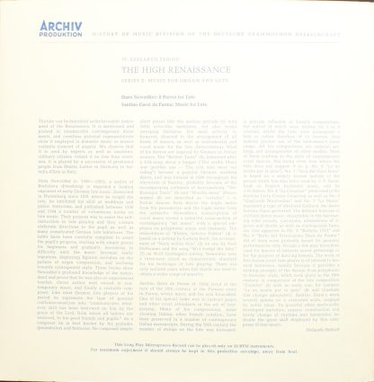 Archiv Produktion 13 031 AP - 8 Lautenstücke, Lautenmusik - Image 4