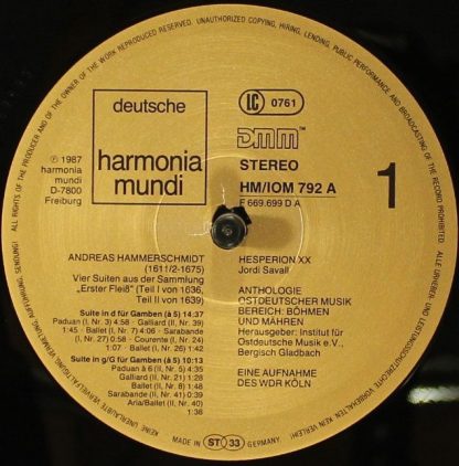 Harmonia Mundi HM/IOM 792 A - Andreas Hammerschmidt (1611-1675): - Image 3