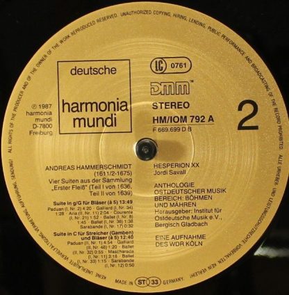 Harmonia Mundi HM/IOM 792 A - Andreas Hammerschmidt (1611-1675): - Image 4