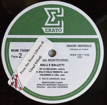 Erato NUM 75068 - Balli e Balletti (Orfeo / Tirsi e Clori / Il B - Image 6