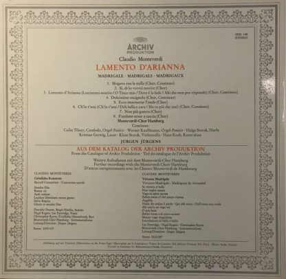 Archiv Produktion 2533 146 - Lamento D'Arianna (Madrigale ∙ Madr - Image 2