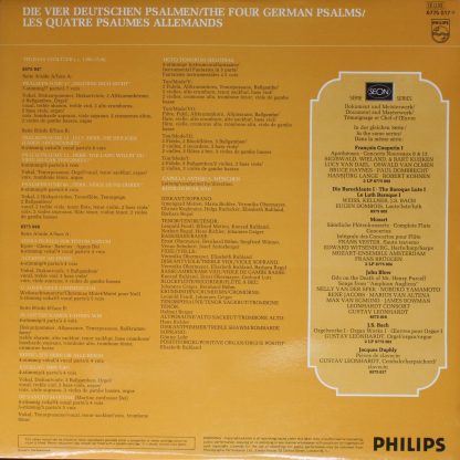Philips 6775 017 - Die Vier Deutschen Psalme / The Four German P - Image 2