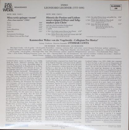Telefunken 6.42000 AW - Missa Tertia 1584 / Passion 1593 - Image 2