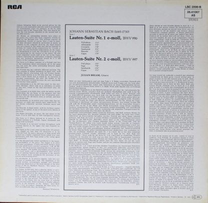 RCA Red Seal LSC 2896-B - Lute Suites Nos. 1 And 2 - Image 2