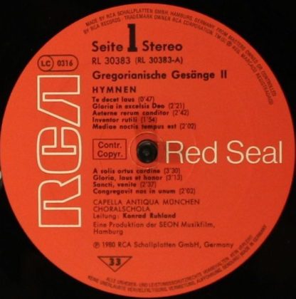 RCA Red Seal RL 30383 - Gregorianische Gesange II - HYMNEN - Image 4