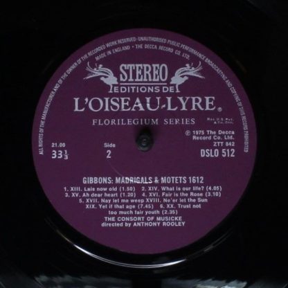 L'Oiseau-Lyre DSLO 512 - Madrigals & Motets 1612 - Image 6