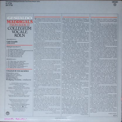 CBS Masterworks Digital D 37758 - Madrigals From Book VI - Image 2