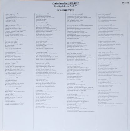 CBS Masterworks Digital D 37758 - Madrigals From Book VI - Image 3