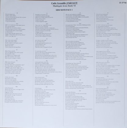 CBS Masterworks Digital D 37758 - Madrigals From Book VI - Image 3