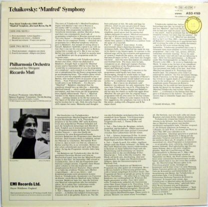 EMI 1C 067-43 234 - Tchaikovsky: 'Manfred Symphony' - Image 2