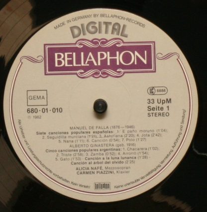 Bellaphon 680-01-010 - Alicia Nafe Singt Lieder von  Manuel de F - Image 3