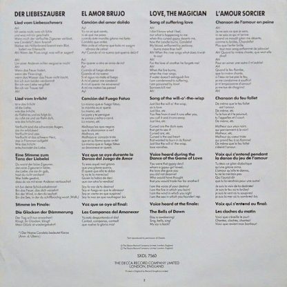DECCA SXDL 7560 - The Three Cornered Hat - El Amor Brujo - Image 4