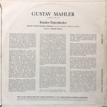 His Master's Voice WBLP 1511 - Kindertotenlieder - Image 2