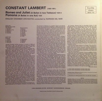Lyrita Recorded Edition SRCS. 110 - Romeo & Juliet / Pomona - Image 2