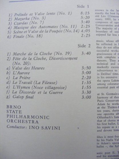Supraphon 1 10 1388 - Coppelia Selections - Image 3