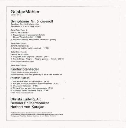 Deutsche Grammophon 2707 081 - 5. Symphonie - Kindertotenlieder - Image 9