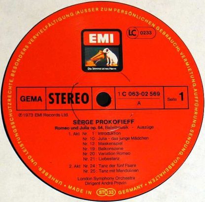 EMI Electrola GmbH 1C 063-02 569 - Romeo Und Julia Op. 64 - Ausz - Image 3
