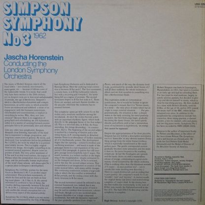 Unicorn Records (3) UNS 225 - Symphony No 3 - Image 2