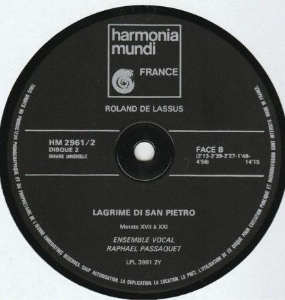 Harmonia Mundi HM 2.961 - Les Larmes De Saint Pierre (Lagrime Di - Image 6