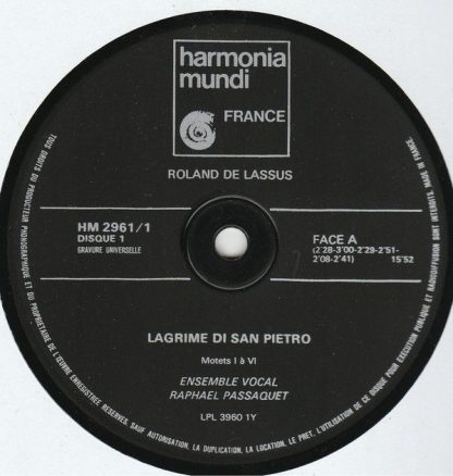 Harmonia Mundi HM 2.961 - Les Larmes De Saint Pierre (Lagrime Di - Image 8