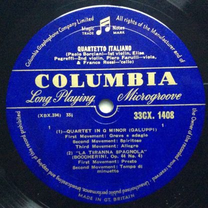 Columbia 33CX 1408 - Quartet In G Minor / La Tiranna Spagnola, O - Image 3