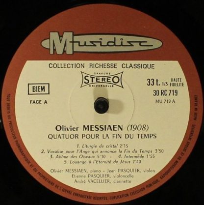 Musidisc 30 RC 719 - Quatuor Pour La Fin Du Temps - Image 3