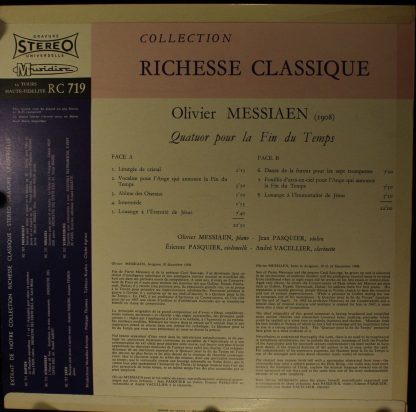 Musidisc 30 RC 719 - Quatuor Pour La Fin Du Temps - Image 2