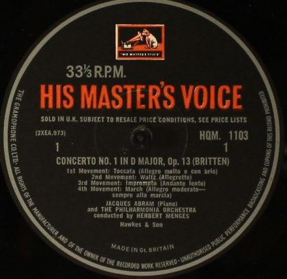 EMI HQM 1103 - Piano Concerto Nr.1 / Piano Concerto - Image 4