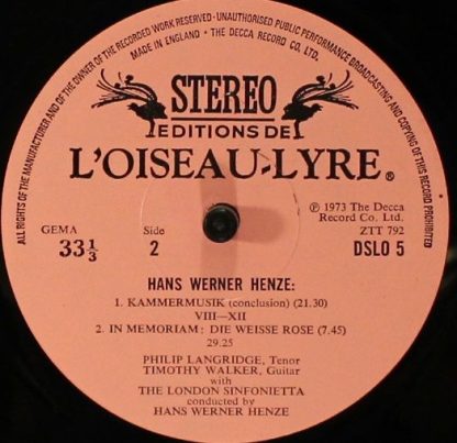 L'Oiseau-Lyre DSLO 5 - Kammermusik / In Memoriam: Die Weisse Ros - Image 6