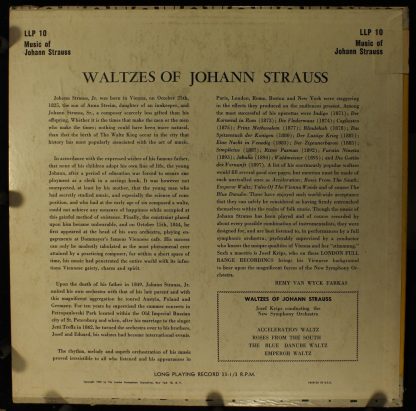 London Records LLP 10 - Waltzes By Johann Strauss - Image 2