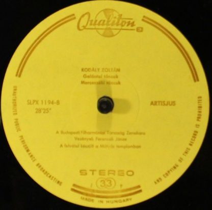 Qualiton SLPX 1194 - Háry János Suite / Marosszék Dances / Galán - Image 4