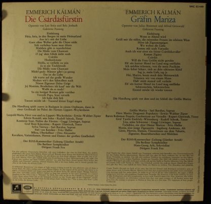 Columbia SMC 83 449 - Die Csárdásfürstin / Gräfin Mariza - Image 2