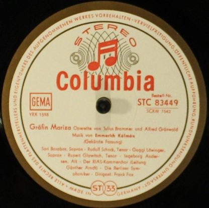 Columbia SMC 83 449 - Die Csárdásfürstin / Gräfin Mariza - Image 3