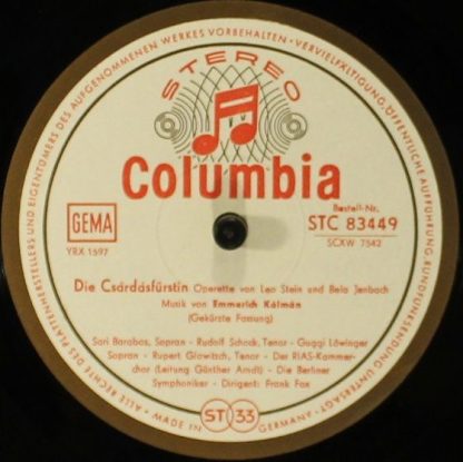 Columbia SMC 83 449 - Die Csárdásfürstin / Gräfin Mariza - Image 4