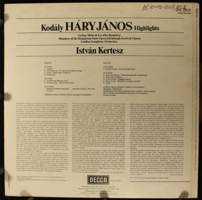 DECCA SXL 6631 - Hary Janos Highlights - Image 2
