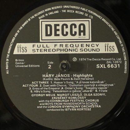 DECCA SXL 6631 - Hary Janos Highlights - Image 4