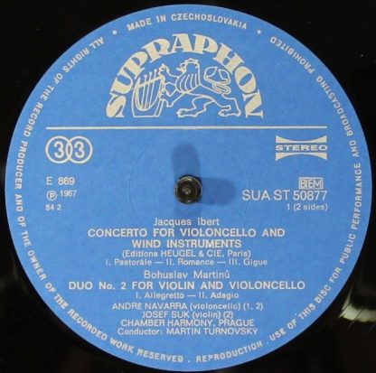 Supraphon SUA ST 50877 - Concertino For Violoncello / Duo No. 2 - Image 3