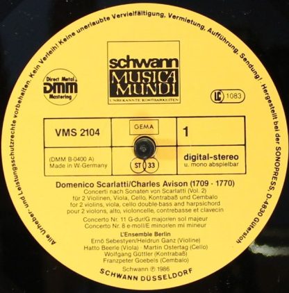 Schwann Musica Mundi VMS 2104 - Concerti Nach Scarlatti-Sonaten - Image 3