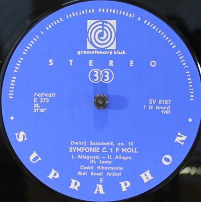 Gramofonový Klub SV 8187 - Symfonie Č 1 F Moll Op 10 / Slavnostn - Image 3