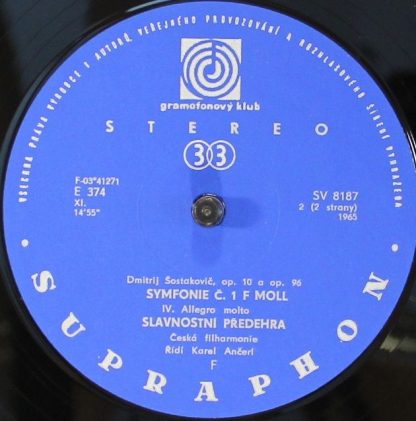 Gramofonový Klub SV 8187 - Symfonie Č 1 F Moll Op 10 / Slavnostn - Image 4