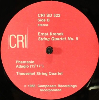 Composers Recordings Inc. CRI SD 522 - String Quartet No. 5 - Image 4