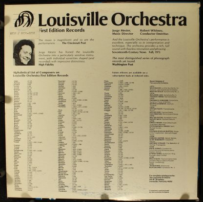 First Edition Records LS-661 - Jephta. Rhapsodic Poem (Symphony - Image 2