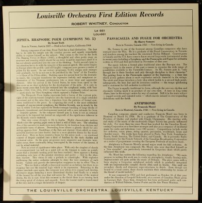 First Edition Records LS-661 - Jephta. Rhapsodic Poem (Symphony - Image 3