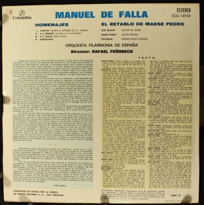 Columbia SCLL 14058 - El Retablo De Maese Pedro / Homenajes - Image 2